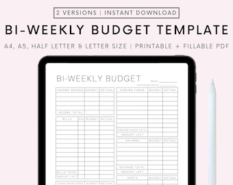 Bi-Weekly Budget Planner, Printable, Budget by Bi-Weekly, US Letter, A4, A5, Goodnotes Template, Biweekly Budget for iPad, Personal Budget