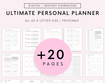 2024 Printable planner, Personal planner bundle, daily weekly monthly planner, Goal, Health, Productivity, Finance, POMODORO 2024 calendar