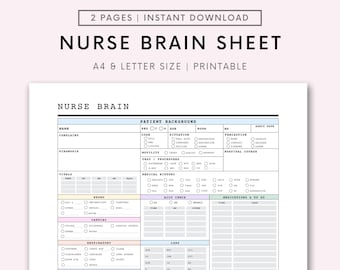 Med Surg Nursing Report Sheet, ICU Nurse Brain Telemetry Nurse Handoff Report Sheet, Rn Report Sheet W/ Labs & Nurse Hourly To Do, A4-Letter