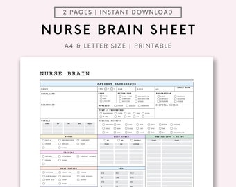 Med Surg Nursing Report Sheet, ICU Nurse Brain Telemetry Nurse Handoff Report Sheet, Rn Report Sheet W/ Labs & Nurse Hourly To Do, A4-Letter