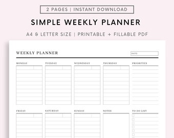 2024 Digital Weekly Planner 2024, iPad, GoodNotes, Notability, Undated Daily & Week Planner, Simple Digital Planner Week, Day, Template