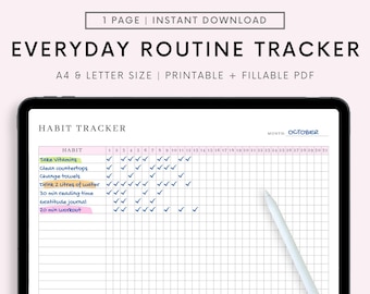 Alltags Habit tracker für Ipad und Tablet | Tagesplaner | Motivation habit tracker | Sofortdownload | Ausfüllbare und Druckbare Vorlage