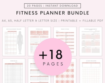 Fitness Planner, Weight Loss Tracker, BUNDLE, Workout Planner Fitness Journal, Wellness, Health Goal, Meal Planner, Self Care, Habit Tracker