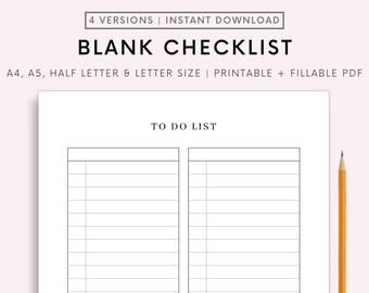 PDF imprimable vierge de liste de tâches, planificateur vierge de liste de contrôle des tâches imprimable, planificateur numérique de liste de tâches, liste de courses, liste de courses, liste de tâches