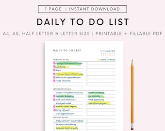 Daily To Do List Printable 2023, To Do List Digital, Daily Task List Template PDF, Daily Routines, Minimal Daily Planner, A4/A5/Letter/Half