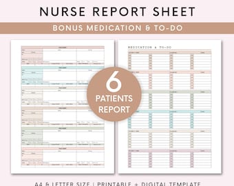 6 Patient Report Sheet Nursing Med Surg Report Sheet Nurse Brain Sheet ICU Nursing Handoff New Grad Rn Report Patient Report Sheet A4-Letter