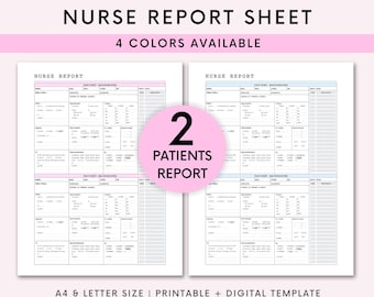 2 Patient ICU Report Sheet Med Surg Template, Patient Report Sheet, SBAR Nurse Report, Nursing Brain, Nurse Report Sheet Medsurg A4-Letter
