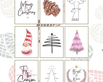 Christmas Set of 9 Prints, Christmas Artwork, Christmas Printable Art, Christmas Decoration, Christmas Prints to Download, Christmas Gallery