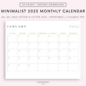 Editable 2023 Monthly Calendar, Back to School, Teacher Calendar, Fill in Calendar, 12 Month Calendar, Blank, Digital Download, PDF