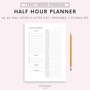 Stundenplaner druckbar, Daily To Do Liste, Daily Planner PDF, Daily Organizer, Productivity Planner, Work Planner, A5/A4/Letter/Half Size