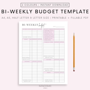 Biweekly Budget Planner, EDITABLE Bi-weekly Template, PDF Printable Paycheck Budget Tracker, Finance Planner, Zero Based Budget Sheet Binder