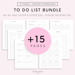 To Do List Pages, Daily To Do List, Grocery List, Shopping List, Printable To Do List, Bucket List, Task Management