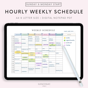 Simple Weekly Schedule Planner Printable | Study Schedule | Weekly Timetable | Weekly Agenda | A4 A5 US Letter | Instant Download