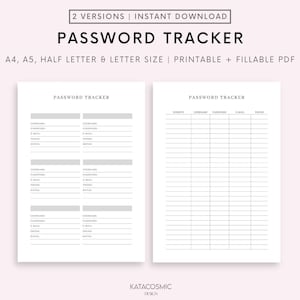 Password Tracker Imprimable, Password Book, Password Keeper, Password Notebook, Password Journal, Password Planner Insert, Password List