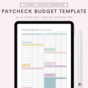 Paycheck Budget Overview Template Printable, Paycheck Budget Printable, Budget Binder, Budget Planner, Budget Template A4 Letter PDF