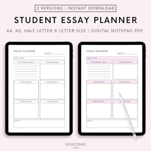 Simple Essay Planner Printable Set, Student Essay Writing Template, Essay Plan Template Digital, A4, A5 & US Letter size, Instant Download