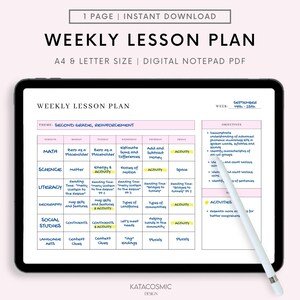 Weekly Lesson Plan Printable, Editable Weekly School Schedule, Simple ...