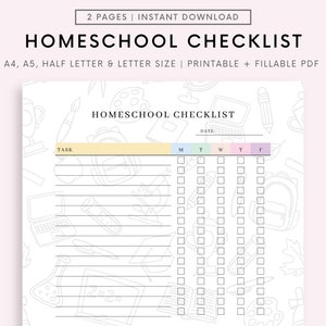 Editable Homeschool Planner Digital School Planner Printable Homeschool Schedule Daily Schedule for kids School Routine Chart PDF image 1