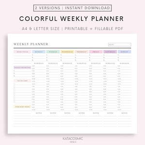 Weekly Hourly Planner EDITABLE Weekly Schedule, Daily Planner, Undated Planner, 2024 Weekly Organizer, To Do List printable, Adhd