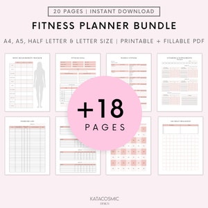 Fitness Planner, Weight Loss Tracker, BUNDLE, Workout Planner Fitness Journal, Wellness, Health Goal, Meal Planner, Self Care, Habit Tracker