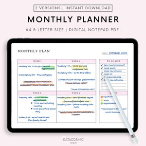 Undated Monthly Planner Printable, Month on Two Pages, Month At a Glance, Monthly Calendar Inserts, Monthly Organizer, A4/Letter