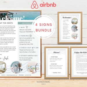 Szablon zestawu znaków Airbnb Znaki Airbnb do wynajmu domu Znak Wi-Fi Airbnb Witamy Zarezerwuj Sprawdź listę Gospodarz Airbnb Proste znaki