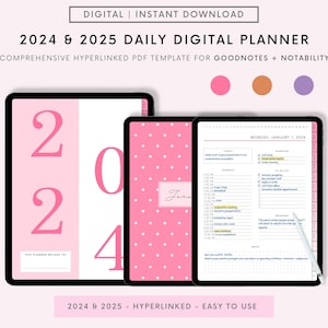 2025 Digital Daily Journal Planner, Portrait Digital Planner, iPad 365 day Planner, iPad Planner, GoodNotes Planner, Notability Planner