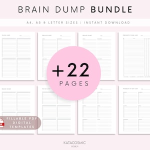 ADHD Brain Dump BUNDLE, To Do List Printable, Daily Planner Template, Productivity, Priority Matrix, Work Day, Task Thoughts Organizer PDF