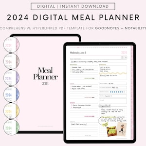 Wöchentlicher Essensplaner, Meal Planner, GoodNotes iPad Planer, Meal Prep, Meal Plan Template, Lebensmittelliste, Food Journal