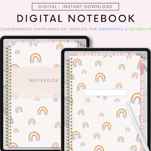 Portrait Digital Notebook Goodnotes, 20 Tab Digital Notebook for GoodNotes & Note-taking Apps, Digital Notes Template, Digital Bujo Planner