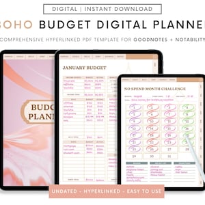 Boho Digital Budget Planner, GoodNotes Digital Planner, Budget Planner for Android, Digital Planner for iPad, Monthly Budget Paycheck Budget