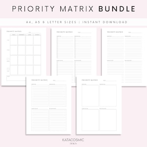 Task Priority Matrix, Eisenhower Matrix, Decision Matrix, Productivity Planner, Action Planner, Daily Planner, Urgent-Important Matrix