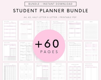 Printable Planner, Printable Student Planner Bundle, Study Planner Bundle, Academic Planner, College Planner, High School, Semester Planner.