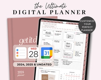 2024 2025 & Planificador digital sin fecha, Planificador GoodNotes, Planificador diario, Planificador semanal, Planificador de notabilidad, Planificador de iPad, Planificador de Google de Apple, Plan