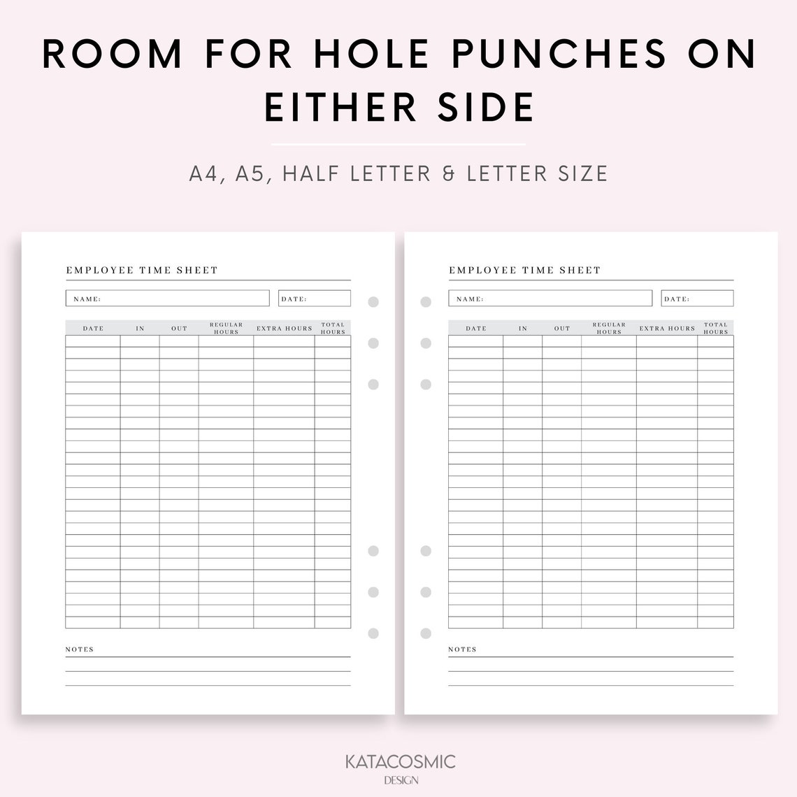 Printable Employee Time Sheet Editable Canva Digital Template ...