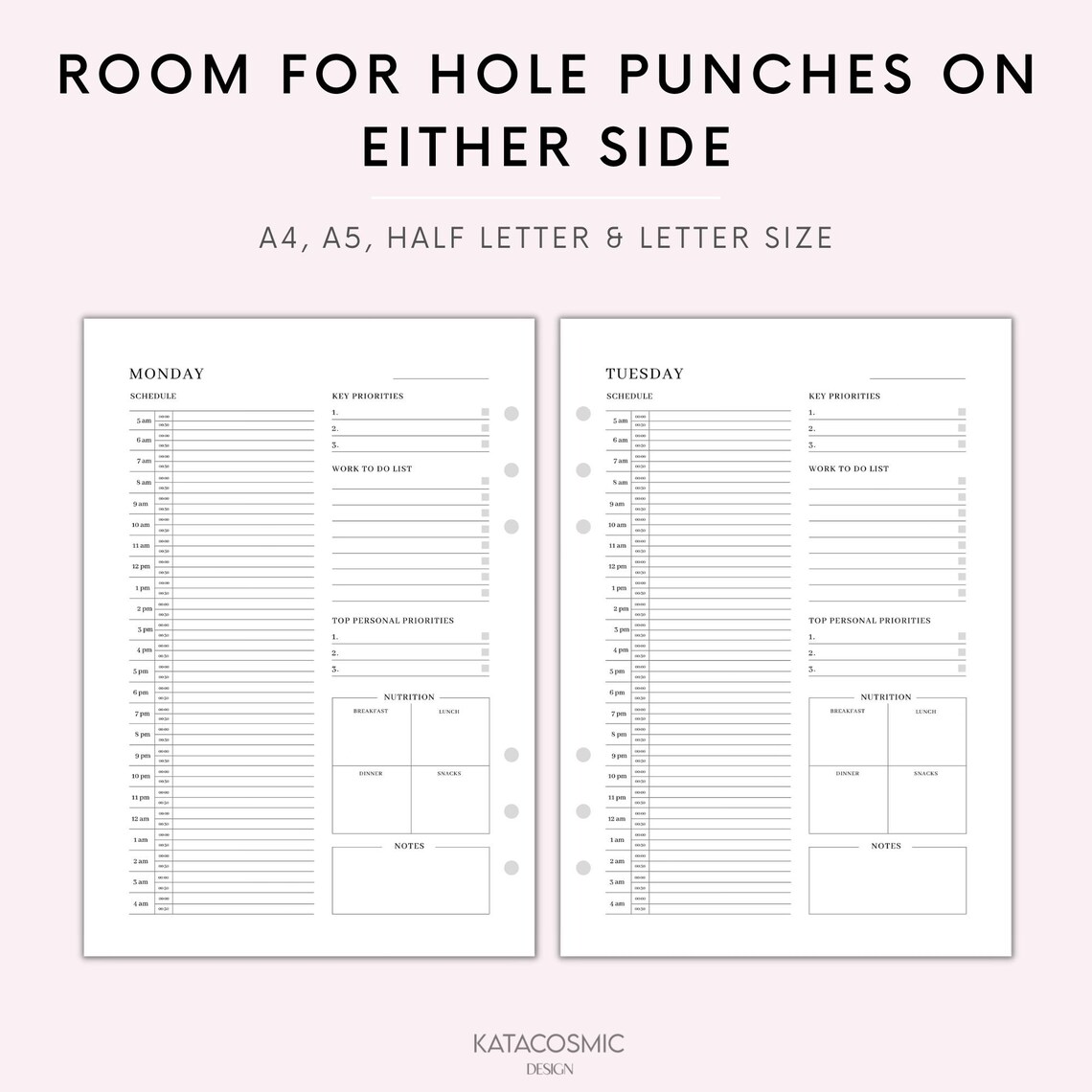 24 Hour Daily Planner Printable, Daily to Do List for Work / Personal ...