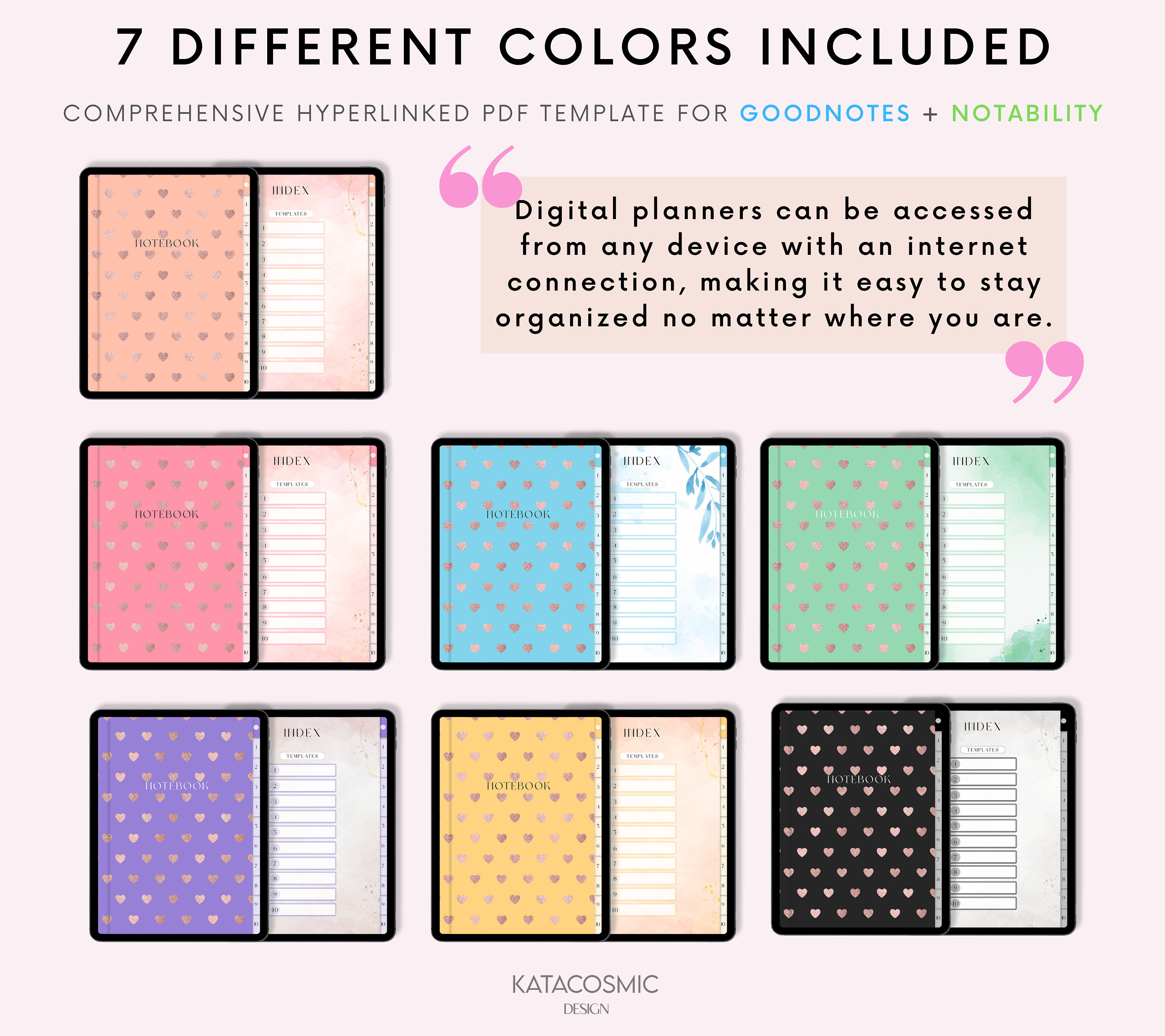 Portrait Digital Notebook Goodnotes, 10 Tab Digital Notebook for ...
