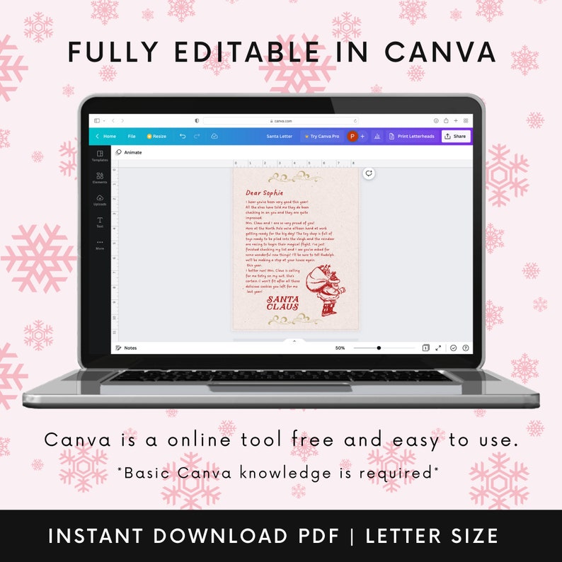Letter From Santa Personalized Template Christmas Print at - Etsy