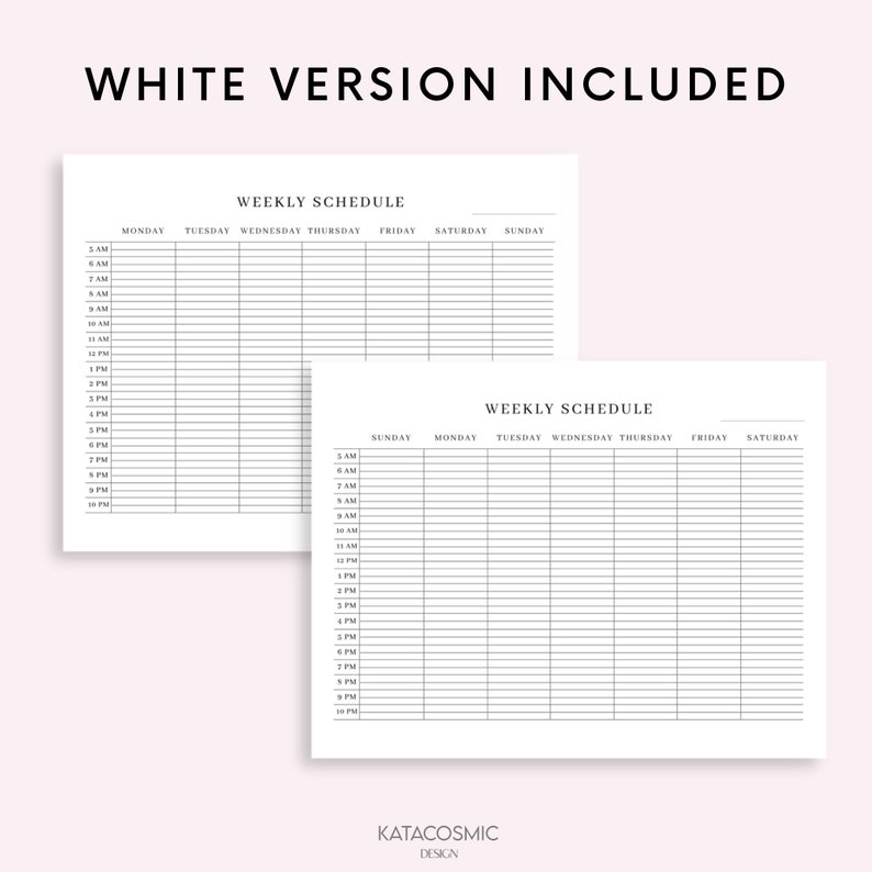 Half Hour Weekly Schedule Landscape, Weekly Planner Printable, Week at ...