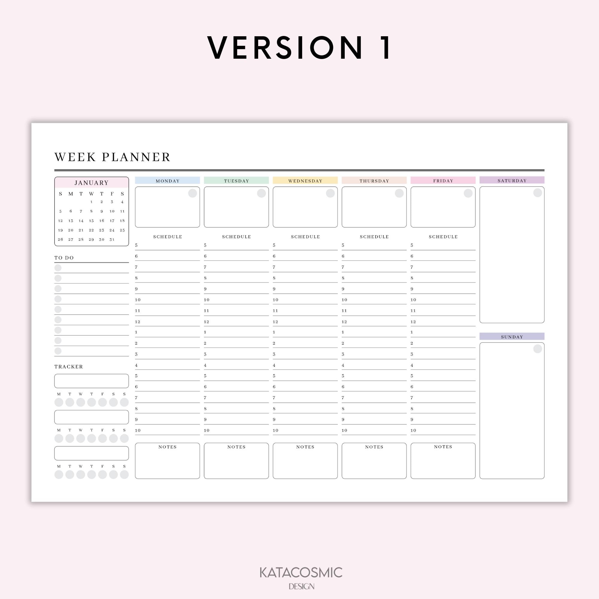 2025 Weekly Planner Printable Landscape, Minimalist Weekly Schedule ...
