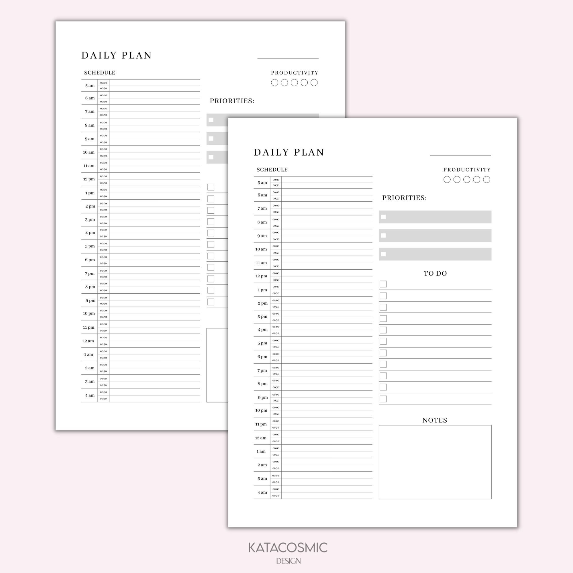24 Hour Daily Planner Printable, Hourly Planner, Military Time Plan ...