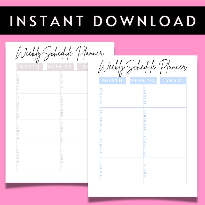 2022 Undated Weekly Planner Pages Weekly Schedule Agenda Etsy Canada