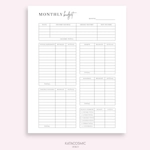 Printable Monthly Budget Planner, Budget Template, Finance Planner ...