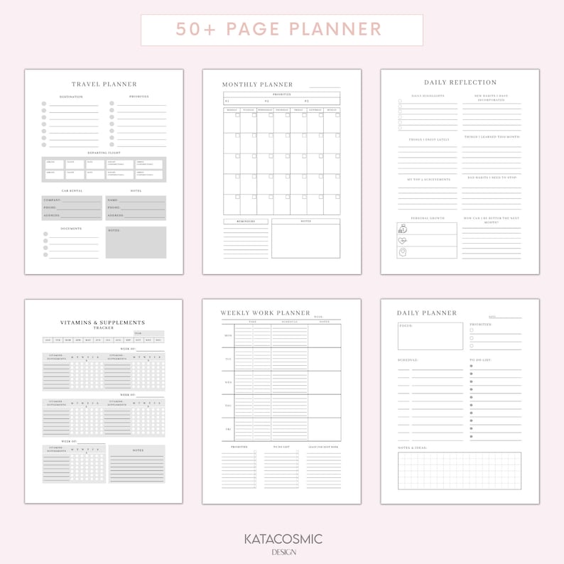 BUNDLE de planificateur dobjectifs, suivi des objectifs 2024, kit de définition dobjectifs SMART, nouvel an, réflexions mensuelles sur les habitudes, productivité, imprimables du tableau de vision image 6