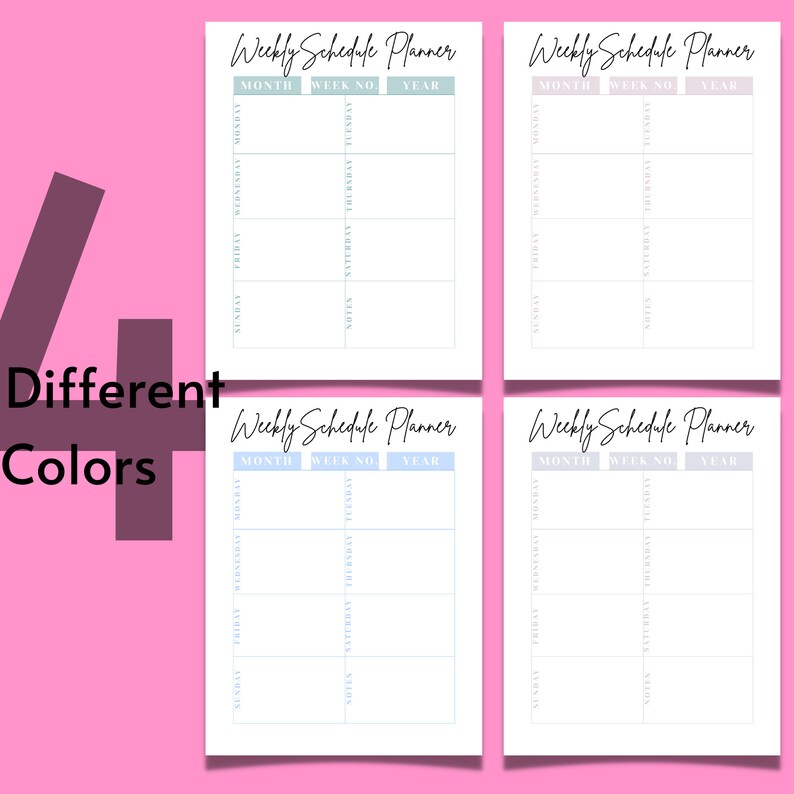 2022 Undated Weekly Planner Pages Weekly Schedule Agenda Etsy Canada