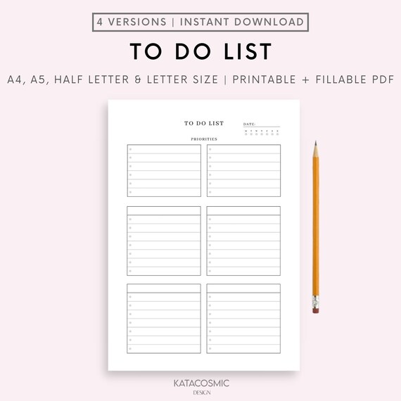 Minimal to Do List Printable Simple Tasks List Template | Etsy