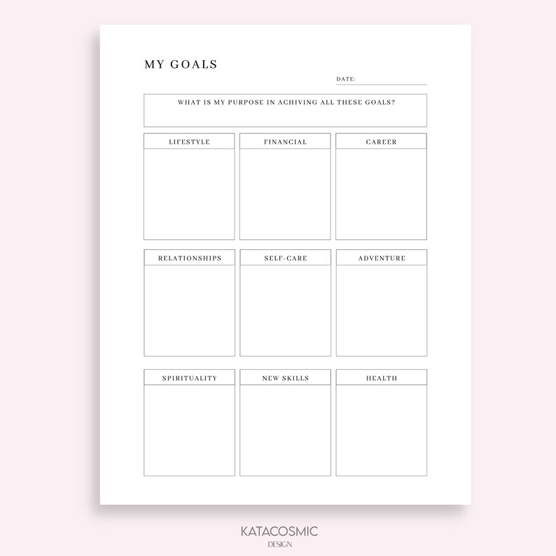 9 Goals Personal Development Planner Printable & Fillable PDF, Goal ...