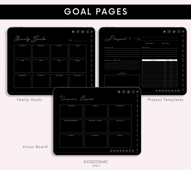 Undated Dark Mode Digital Planner for Goodnotes/notability, Hyperlinked ...