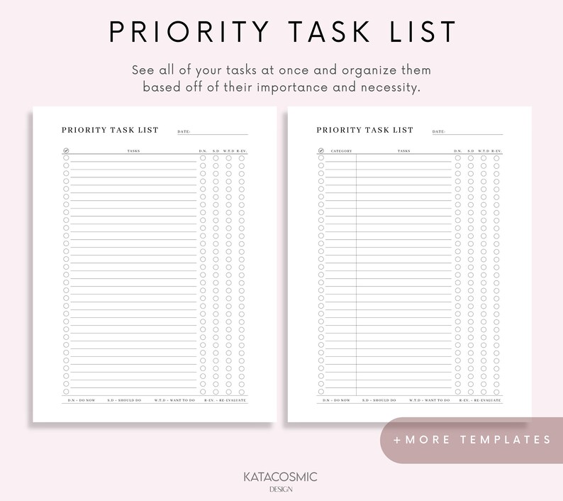 Task Priority Matrix, Eisenhower Matrix, Decision Matrix, Productivity ...