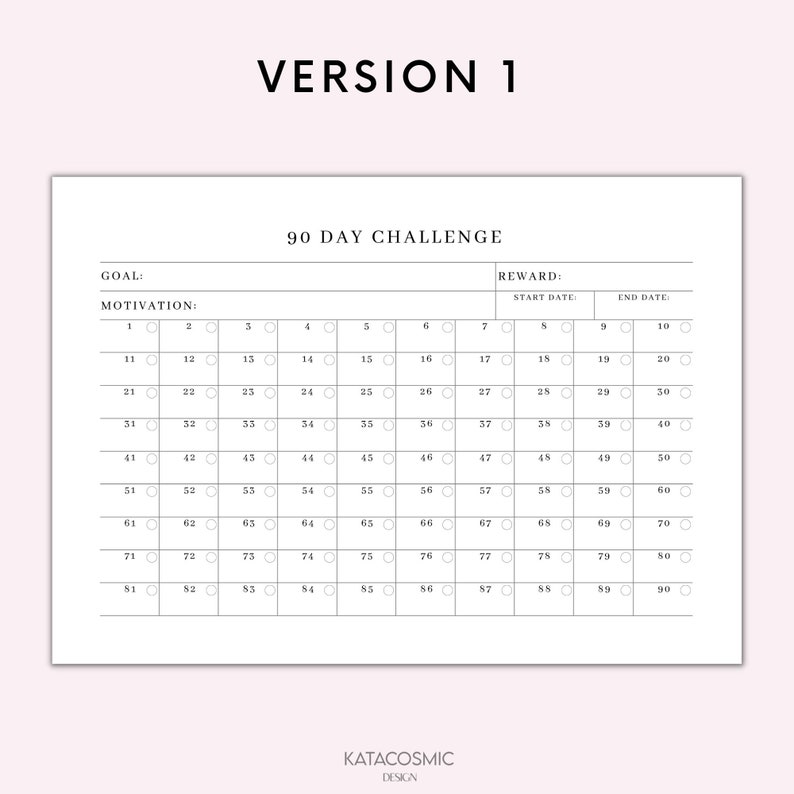 90 Day Challenge Goal Setting Goal Progress Tracker Habit - Etsy